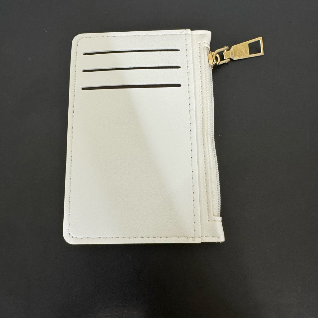 White Card Holder Wallet With Zipper Thin Minimalist Nwt